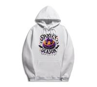 Deals of The Day Sale Prime Halloween Jumpers for Women UK Lady's Halloween Hoodie Pumpkin Letter Print Loose Large Size Pullover Top Plus Size Xmas Presents for Women (White, S)