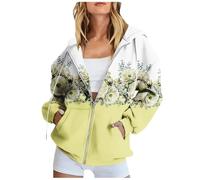 Deals of The Day Sale Prime Hoodies for Women UK Clearance Fashion Graphic Print Long Sleeve Full Zip Sweatshirts Lightweight Drawstring Hooded Sweatshirt Lightning Deals Of The Day