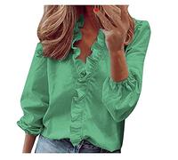 Deals of The Day Sale Prime Oversized Tshirt Women Dressy Ruffle Top Women's Short Solid Print Summer T-Shirt V-Neck Sleeve Casual Women's Blouse Outlet Clearance UK Home Green