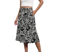 Deals of The Day Sale Prime Skirts for Women UK Boho Skirts for Women Trendy Summer Flowy Floral Midi with Pockets Lightweight High Waisted Womens Pleated Trendyol White