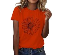 Deals of The Day Sale Prime Sunflower Graphic Print T-Shirts for Women UK Oversized Fashion Loose Fit Crew Neck Tshirt Casual Solid Color Short Sleeve Tshirt Printing Tuxedo Tops