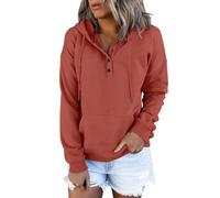 Deals of The Day Sale Prime Sweatshirts for Women UK Clearance Casual Button Down Long Sleeve Hoodies With Pocket Solid Color V-Neck Hood Pullover Tops Ladies Christmas Boxing Day Sales