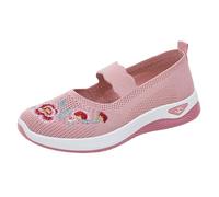 Deals.of The Day Sale Prime Trainers for Women Wide Fit Wedge Walking Sneakers Casual Fashion Non Slip Walking Shoes Lightweight Low Top Lace Up Slip on Orthopedic Pink Trainers Women Pink 4.5