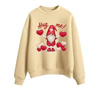 deals of the day sale prime Women 3/4 Sleeve Tops Valentine Valentines Day Womens Loose Sweatshirt Printed Round Neck Oversize my orders items under 50p Khaki