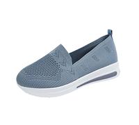 Deals of The Day Sale Prime Women's Slip-On Walking Shoes Wide Fit Wedge Trainers Breathable Mesh Orthopedic Sneakers Lightweight Soft Sole Casual Nurse Shoes Women Black Grey 6