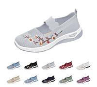Deals.of The Day Sale Slip On Trainers Women Wide Fit Ladies Breathable Mesh Walking Running Shoes Comfortable Arch Support Soft Sole Athletic Tennis Sneakers Hotter Shoes for Women Grey 6