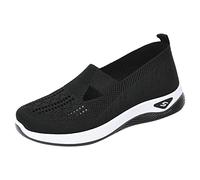 Deals of The Day Slip On Trainers Women Wide Fit Wedge Trainers Breathable Hollow Mesh Orthopedic Sneakers Lightweight Low Top Arch Support Shoes Trainers for Women Black 4.5