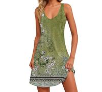 Deals of The Day Spring Deals Summer Dress for Women UK Women's Summer Dresses 2025 Beach Casual Sleeveless Floral Print Boho Tank Dress V Neck Loose Beach Dressy for Womens UK