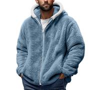 Deals Of the Day Teddy Jacket Mens Fuzzy Sherpa Hoodies Long Sleeve Zip Up Winter Fleece Warm Coat Fluffy Jackets Thick Plush Comfy Cosy Hoodie Jacket thermal Long Sleeve Hooded Jacket Cardigan