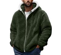 Deals Of the Day Teddy Jacket Mens Fuzzy Sherpa Hoodies Long Sleeve Zip Up Winter Fleece Warm Coat Fluffy Jackets Thick Plush Comfy Cosy Hoodie Jacket thermal Long Sleeve Hooded Jacket Cardigan