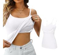 Deals of The Day Tops with Built in Bra for Women UK Padded Active Tank Tops Quick Dry Stretch Yoga Workout Running Shirts Cotton Soft Comfy Pajama Casual Tee Shirts Plus Size C-White