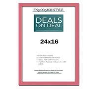 DEALS ON DEAL 24x16 inch Picture Frame Solid MDF Wooden Jigsaw Puzzle Poster Frame, High-end Modern Style, Made High Definition Acrylic Front for Wall and Tabletop Photo Display [PINK 24x16]