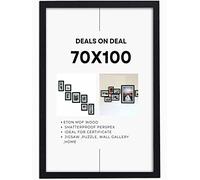 DEALS ON DEAL Extra Wide 100x70cm Frame Black- Large 70 x 100 cm Picture Frames jigsaw puzzle, With Eton Wood, Clear Perspex Front & Wall Hanging Hooks- for Wall Decoration Photos Canvas Paintings