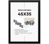 DEALS ON DEAL Extra Wide 35x45cm Frame Black- 45 x 35 cm Picture Frames jigsaw puzzle, With Eton Wood, Clear Perspex Front & Wall Hanging Hooks- Frames for Wall Decoration Photos Canvas Paintings