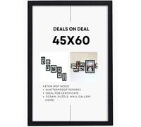 DEALS ON DEAL Extra Wide 45x60cm Frame Black- Large 45 x 60 cm Picture Frames jigsaw puzzle, With Eton Wood, Clear Perspex Front & Wall Hanging Hooks- for Wall Decoration Photos Canvas Paintings