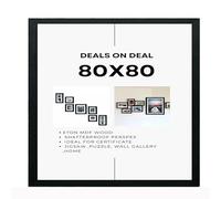 DEALS ON DEAL Extra Wide 80x80cm Frame Black- Large 80 x 80 cm Picture Frames jigsaw puzzle, With Eton Wood, Clear Perspex Front & Wall Hanging Hooks- for Wall Decoration Photos Canvas Paintings