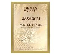 DEALS ON DEAL® Modern Large Poster Frame 35x65cm Mdf Wooden Picture Frames 65cm x 35cm for Jigsaw Puzzles/Shatter-Proof Front Vertical/Horizontal Mounting For Home & Office Décor-Gold
