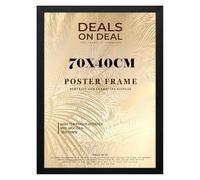 DEALS ON DEAL® Modern Large Poster Frame 70x40cm Mdf Wooden Picture Frames 40cm x 70cm for Jigsaw Puzzles/Shatter-Proof Front Vertical/Horizontal Mounting For Home & Office Décor-Black