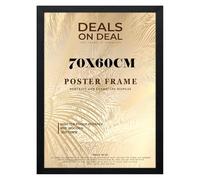 DEALS ON DEAL® Modern Large Poster Frame 70x60cm Mdf Wooden Picture Frames 60cm x 70cm for Jigsaw Puzzles/Shatter-Proof Front Vertical/Horizontal Mounting For Home & Office Décor-Black