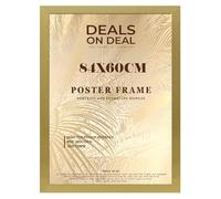 DEALS ON DEAL® Modern Large Poster Frame 84x60cm Mdf Wooden Picture Frames 60cm x 84cm for Jigsaw Puzzles/Shatter-Proof Front Vertical/Horizontal Mounting For Home & Office Décor-Gold