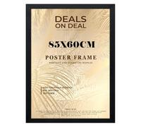 DEALS ON DEAL® Modern Large Poster Frame 85x60cm Mdf Wooden Picture Frames 60cm x 85cm for Jigsaw Puzzles/Shatter-Proof Front Vertical/Horizontal Mounting For Home & Office Décor-Black