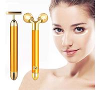 Dealsure Energy Beauty Stick 2 in 1 Electric Vibration Facial Massage Roller V Shape Waterproof Skin Care T-Shape Anti-Wrinkle Massager for Forehead Cheek
