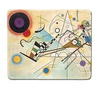 dealzEpic - Art Mousepad - Natural Rubber Mouse Pad with Famous Abstract Fine Art Painting of Composition 8 by Wassily Kandinsky - Stitched Edges - 9.5x7.9 inches