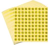 dealzEpic - Black Numbers on Yellow Stickers - 101 to 200 Round Self Adhesive Stickers | Inventory/Storage Organizing Stickers - Set of 15 Sheets