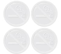 dealzEpic - Clear Transparent White No Smoking Sign - Self Adhesive Peel and Stick Vinyl Decal for Glass Door or Window - 3.5 inches in Diameter | Pack of 4 Pcs