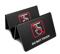 dealzEpic - DO NOT TOUCH Table Top Tent Sign | Black Acrylic Double-Sided Tabletop Sign - 4.1 x 2.6 inches | Set of 2