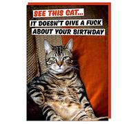 Dean Morris Cards Funny Birthday Card - Rude Birthday Card - Hilarious - Humour - See this Cat
