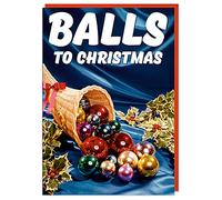 Dean Morris Cards Funny Christmas Card - Cheeky Christmas humour - Retro Christmas Card - Balls to Christmas