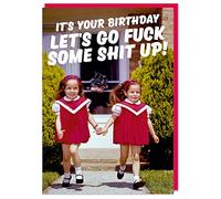 Dean Morris Cards Let's go fuck some shit Up - Funny Rude Birthday Card - Humorous Card for Friends