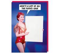 Dean Morris Cards List Of All The Fucks I Give Rude Funny Birthday Card - Rude Cards For Friends - Humour