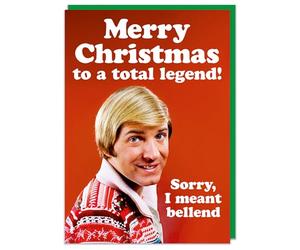 Dean Morris Cards Merry Christmas To A Total Legend - Rude Funny Christmas Card For Him - Make Xmas Banter