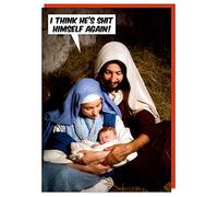 Dean Morris Cards Rude Christmas Card - Jesus Christmas Card - Funny Christmas - Humour - Shit himself again