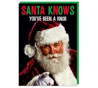 Dean Morris Cards Rude Christmas Card - Santa knows you've been a knob - Funny Christmas - Banter - Male Christmas Card