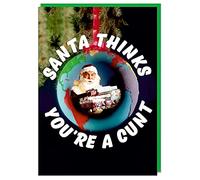 Dean Morris Cards Rude Offensive Christmas Card - Very Rude for Friends - Santa thinks you're a c*nt