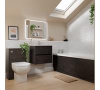 Dean Straight Single Ended Bathroom Suite including Furniture Set with Minimalist Basin | Metallic Slate | ABS Polished Chrome | 1700mm x 750mm