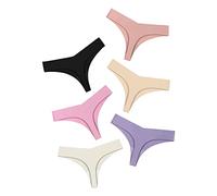 DEANGELMON Seamless Thongs for Women No Show Thong Underwear Women Comfortable Multiple Pack, Taro Bobo-6pack, S