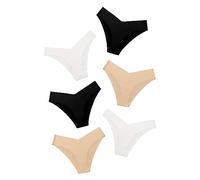 DEANGELMON Women Seamless Bikini Cheeky Underwear Invisible No Show Panties V-Waist Hipster Ladies Soft Stretch Multi Pack, Coffee Milk - 6 Pack, S