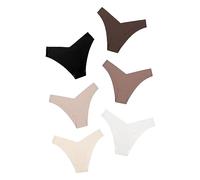 DEANGELMON Women Seamless Bikini Cheeky Underwear Invisible No Show Panties V-Waist Hipster Ladies Soft Stretch Multi Pack, Chocolate - 6 Pack, S