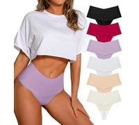 DEANGELMON Women Seamless Thongs No Show Thong Underwear Workout Panties High Waist Tanga Multiple Pack, Passion Tulip-6 Pack, S