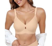 DEANGELMON Women's Seamless Bras No Underwire Water Drop Bralettes for Women Jelly Strip Lifting Comfortable Everyday Bra, Almond Skin, S