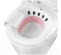 DEANIC Foldable Sitz Bath for Toilet Hemorrhoids Treatment and Post Partum Care, Yoni Steam Bath Seat for Pregnant Women, Bidet Bowl with 1 Towel (Pink)
