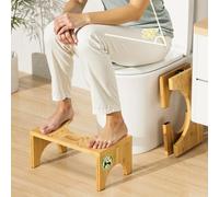 DEANIC Natural Bamboo Toilet Step Footrest, Non-Slip Bathroom, Helper for Better Posture, Foldable Foot Stool for Toilet, Easy to Clean & Store