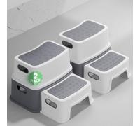 DEANIC Step Stools for Kids, Toddler Step Stool for Bathroom Sink, Toilet Potty Training and Daily Stool, 2-Pack (Grey)