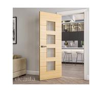 Deanta Augusta Pre-Finished Oak 4 Lite Clear Glass Door Deanta doors: Augusta Pre-Finished Oak 4 Lite Clear Glass Door
