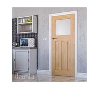 Deanta Cambridge Unfinished Oak 1 Lite Obscure Glaze Door Size:: 2032 Cambridge Unfinished Oak 1 Lite Obscure Glaze Door