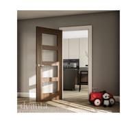 Deanta Coventry Prefinished Internal Walnut Door with Glass Size:: 198 Coventry Prefinished Walnut 4 Lite Clear Glaze Door